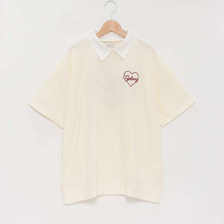 Big Heart Collar T-Shirt,Charcoal gray, medium image number 5