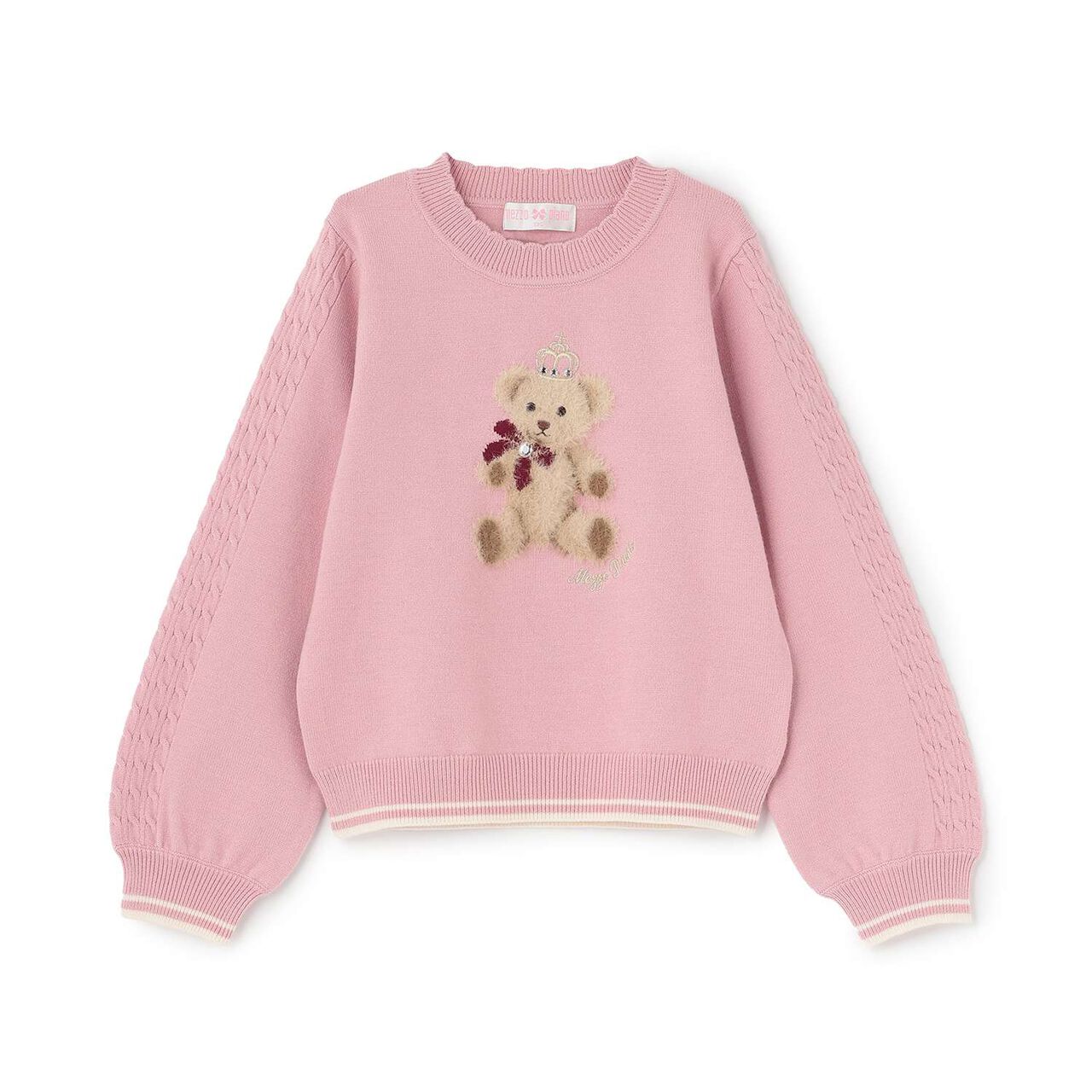 [Popular Item Restocked] [Not Available at Physical Stores] Teddy Bear Knit Pullover,Pink, large image number 0
