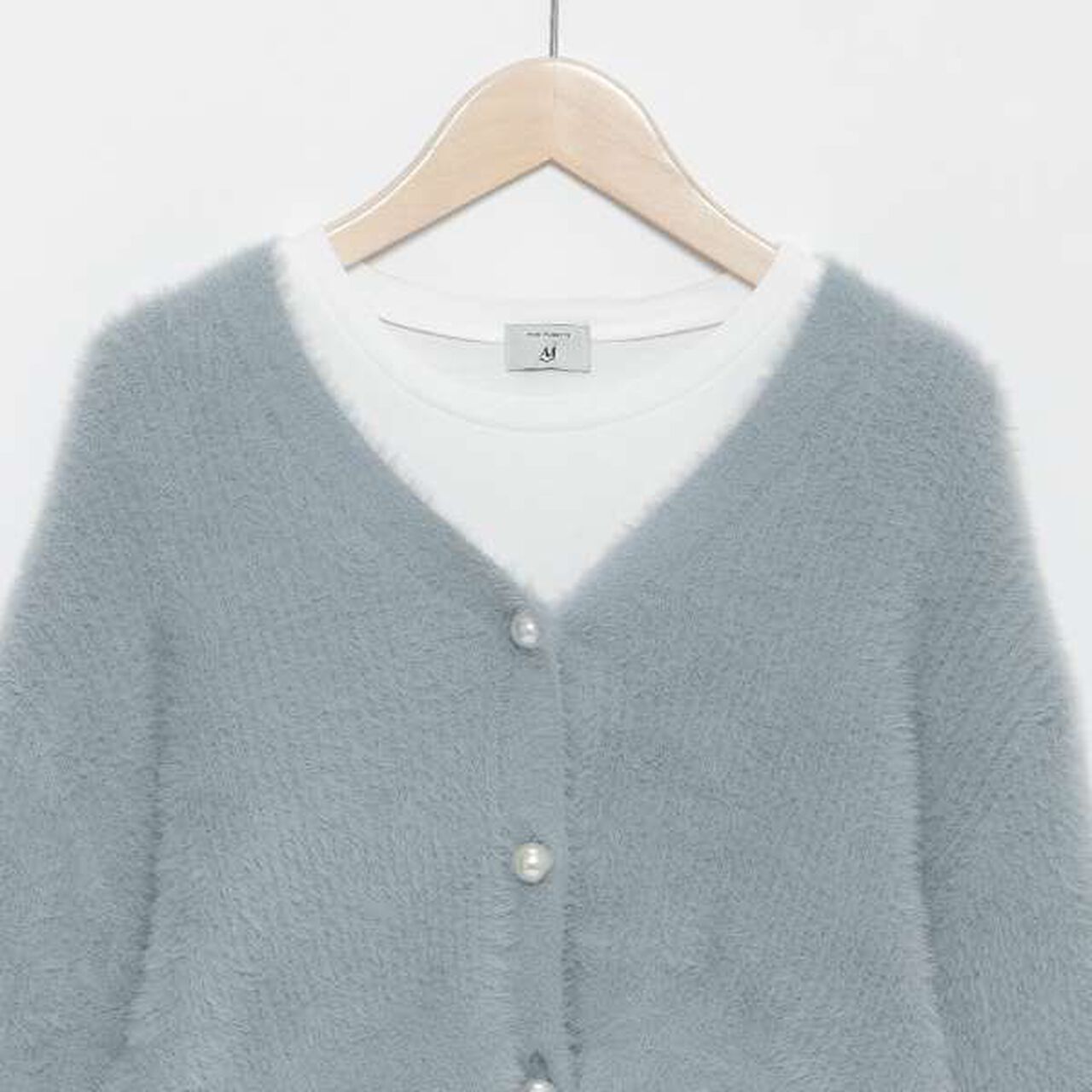[AMI] Shaggy Cardigan &times; Long Sleeve T-Shirt Set,Light blue, large image number 12