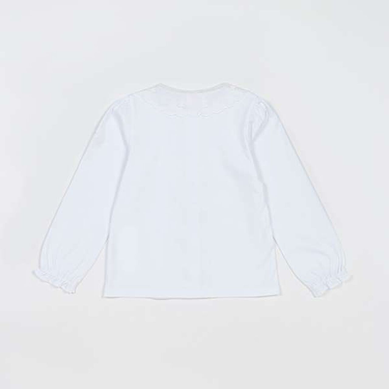 Scallop Trim Collar Cut and Sew Blouse,White, large image number 1