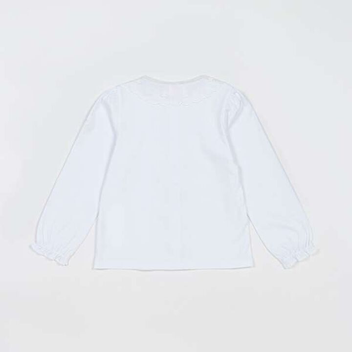 Scallop Trim Collar Cut and Sew Blouse,White, medium image number 1