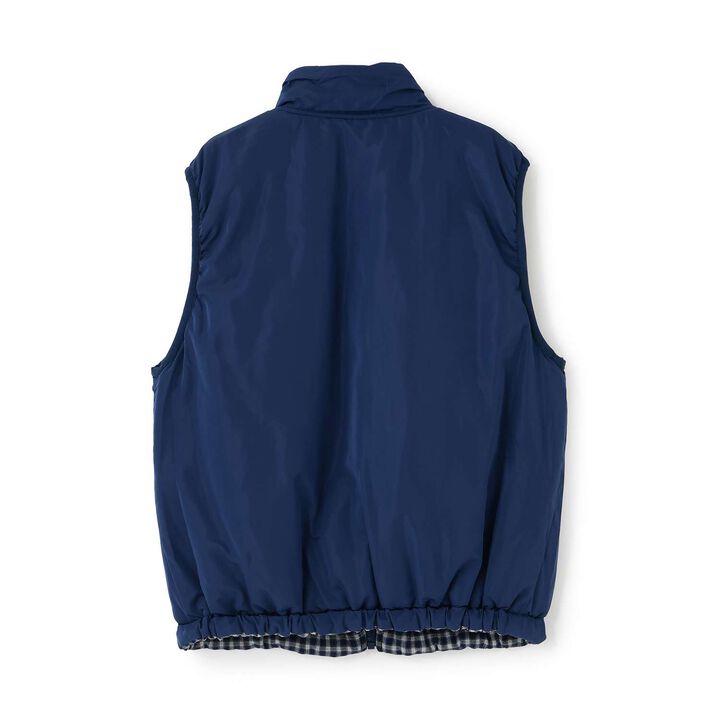 [Reversible] Taffeta &times; Check Vest,Navy, medium image number 10