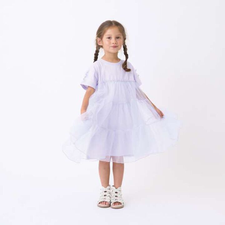 [Cool Touch] Tiered Tulle T-Shirt Dress,Black, medium image number 17