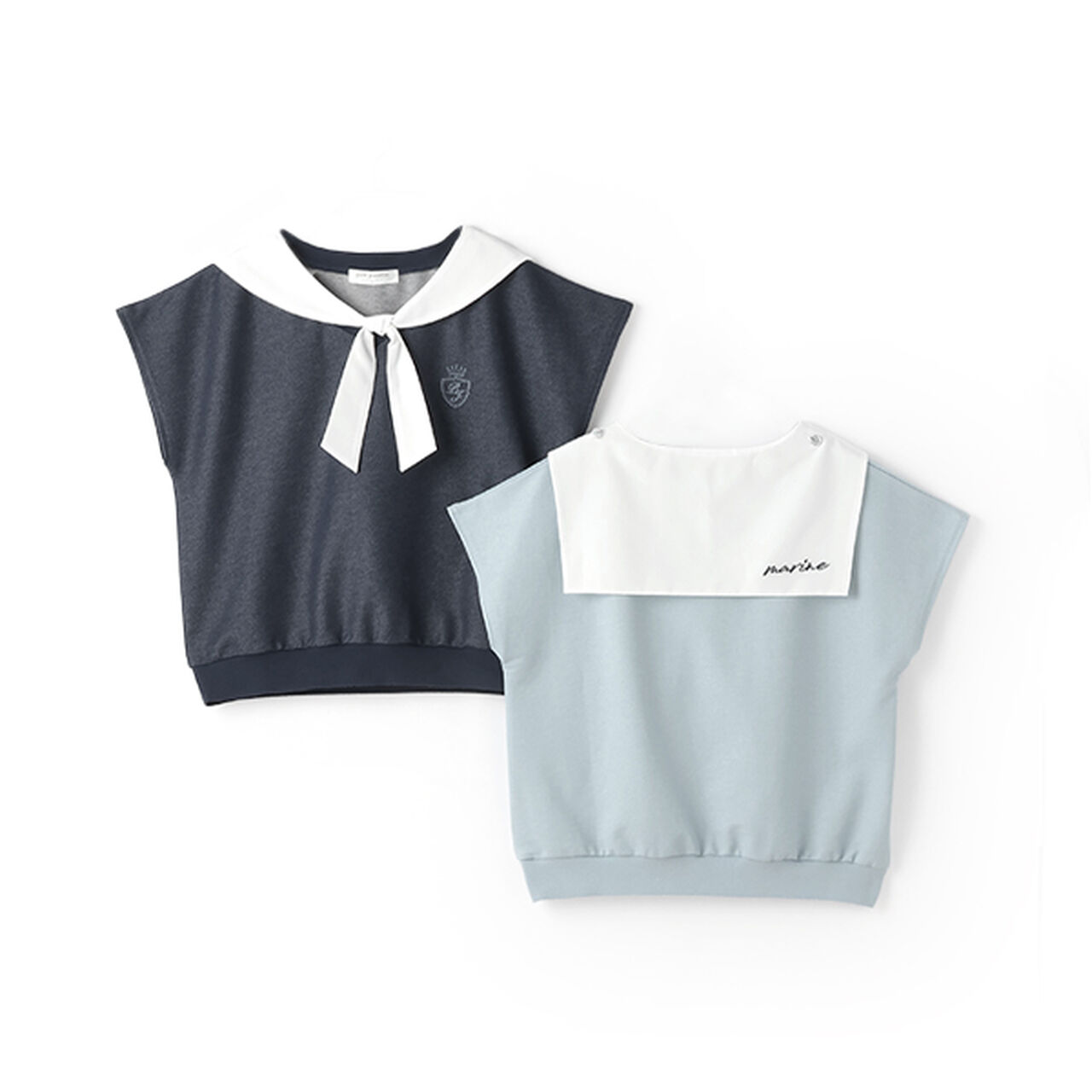 Cut Denim 2 WAY Sailor Top,Navy, large image number 3