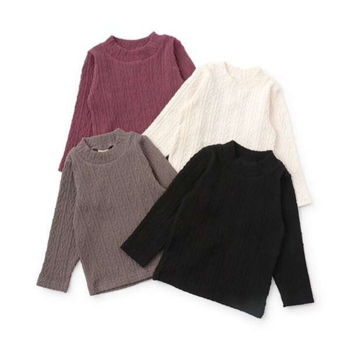 Shea Butter Jacquard High Neck Long T-Shirt,Ivory, medium image number 5