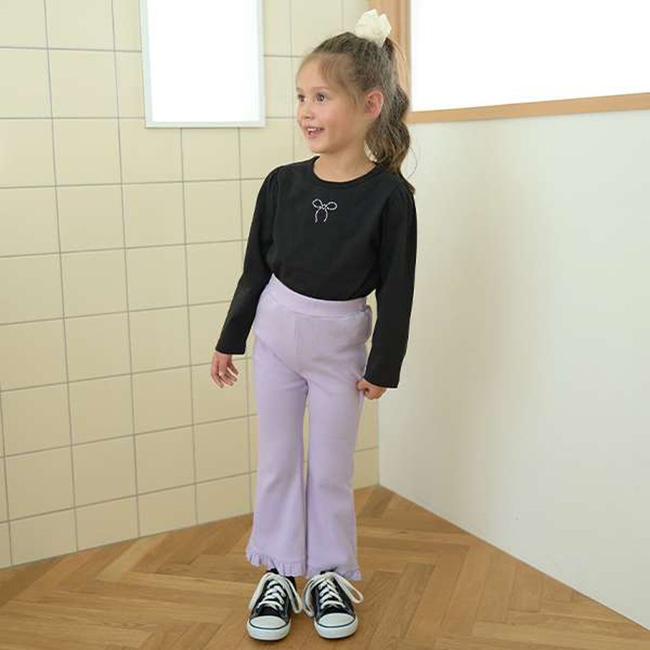 Soft Cotton Assorted Line Stone Motif Puff A-Line T-Shirt,Cream, large image number 11