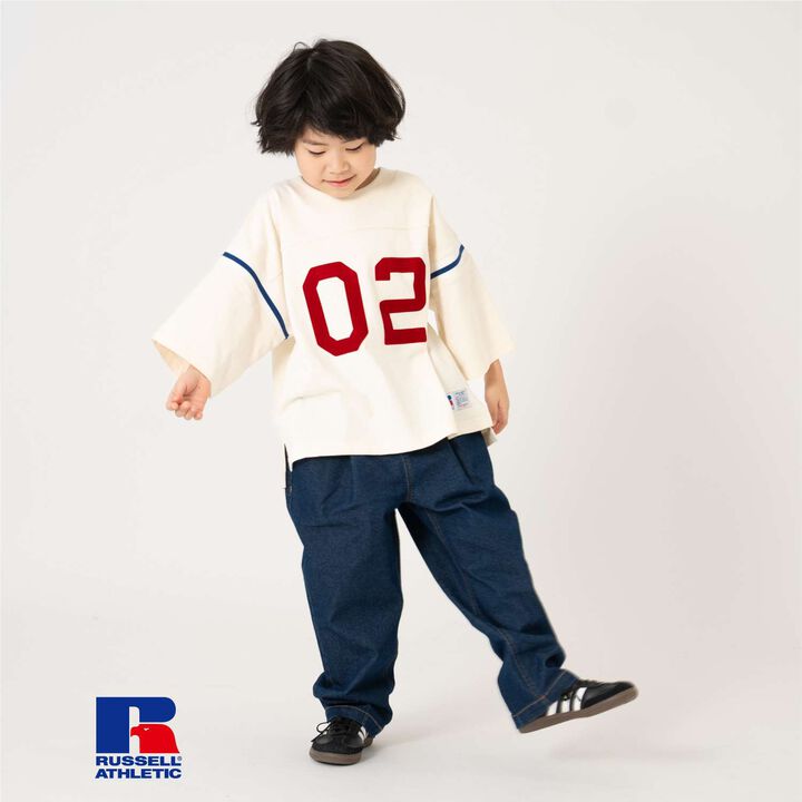 [Russell] Numbered Football Long Sleeve T-Shirt,Off white, medium image number 5