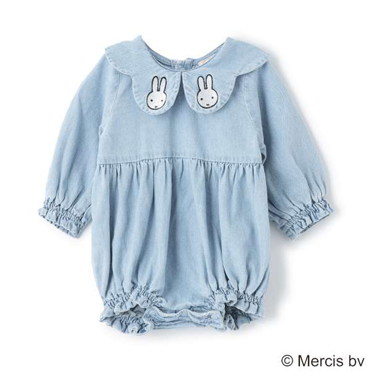 [Miffy] Embroidered Collar Romper,Sax blue, large image number 14