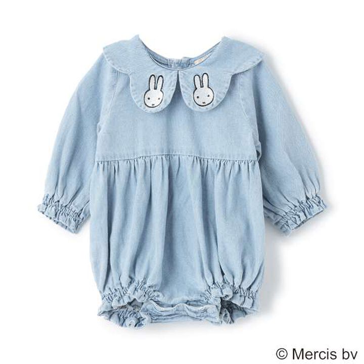 [Miffy] Embroidered Collar Romper,Sax blue, medium image number 14