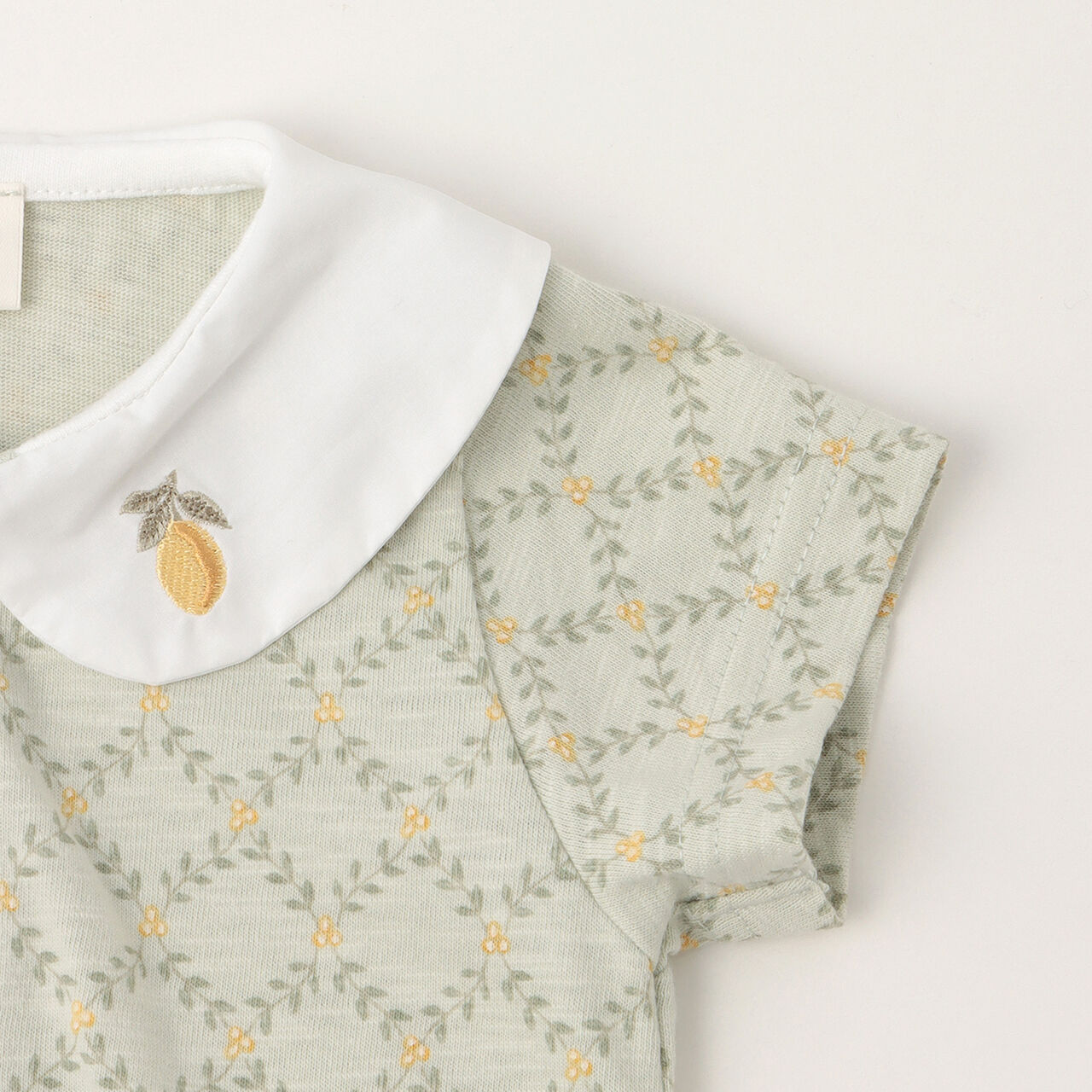 Fruits Collar Embroidered 2WAY Romper,Moss green, large image number 3