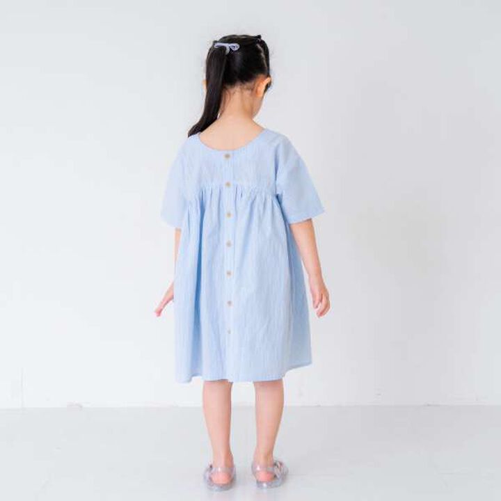 Boiled Gathered One-Piece Dress,Off white, medium image number 3