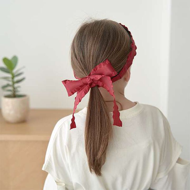 Frill Ribbon Tape Headband,Moss green, medium image number 9