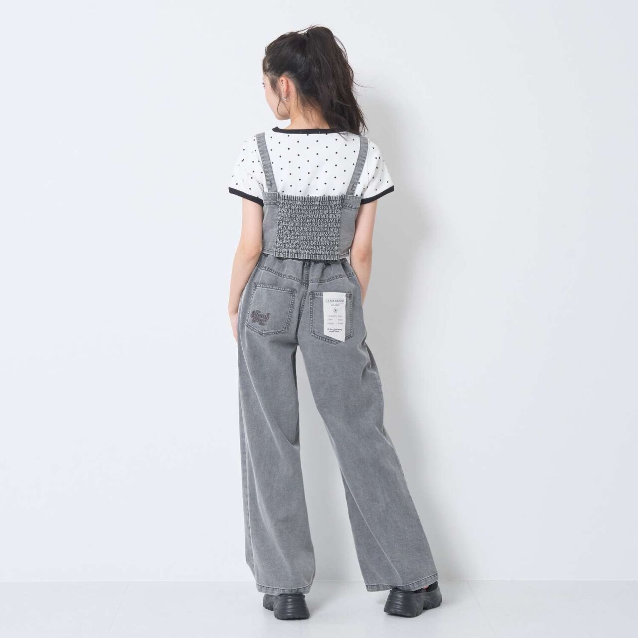 [LTXC / Cool Touch] Denim Pants and Bustier Set,Gray, large image number 5