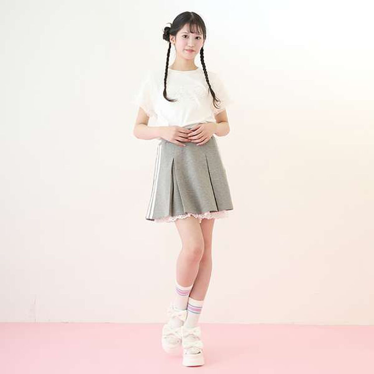 Jersey Skirt & Lace Pants Set,Gray, large image number 16