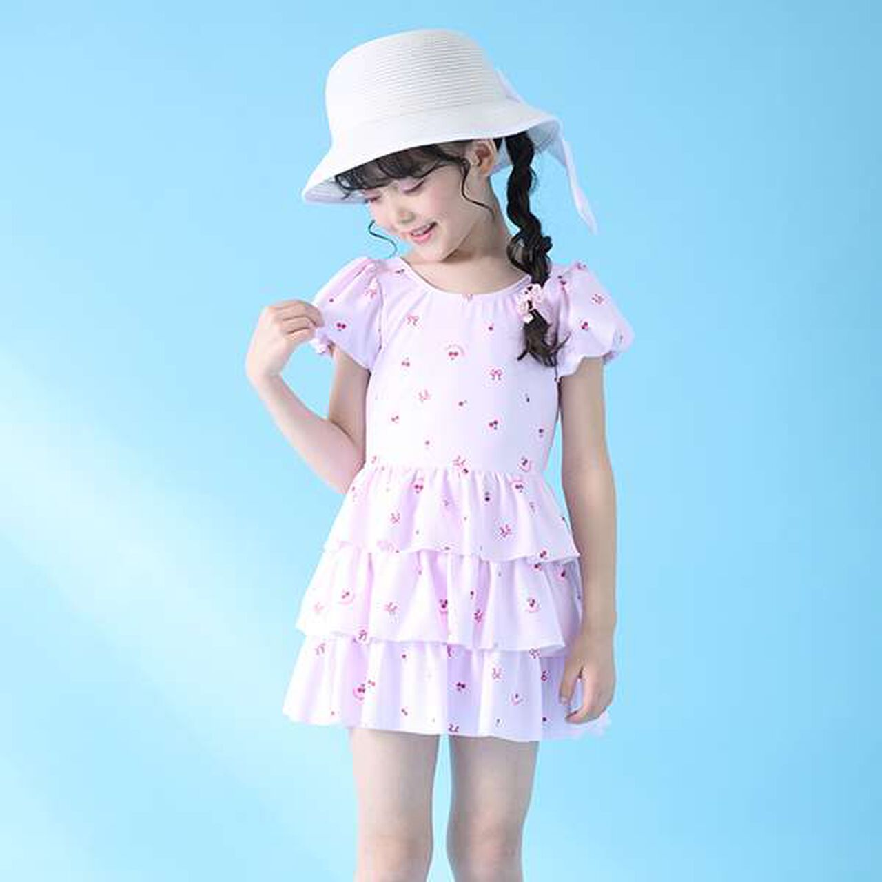 [SWIM] Cherry Pattern Frill One-Piece Swimwear,Light pink, large image number 13