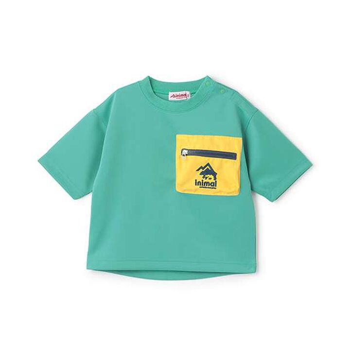 Water-Repellent Ponte Color-Blocked Pocket Big T-Shirt,White, medium image number 2