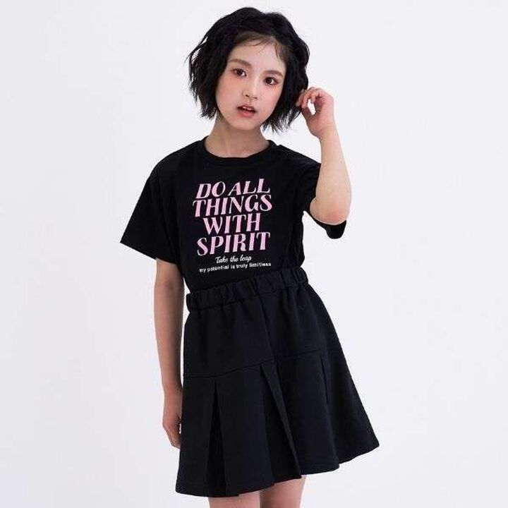 [3way Cool Touch] Logo Short-Sleeve T-Shirt & Pleated Skirt Outfit Set,Smoke white, medium image number 9