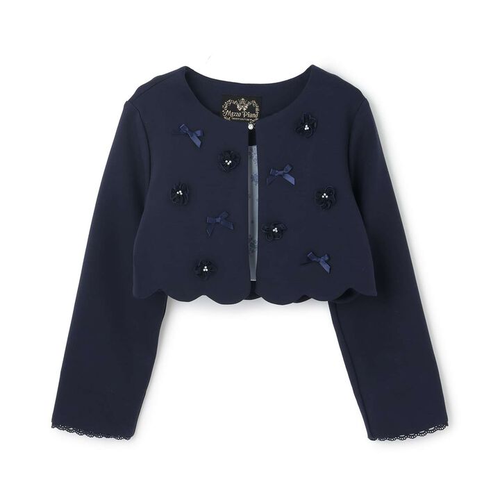 Flower Motif Scalloped Hem Jacket,, medium