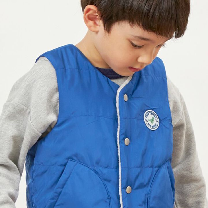 KPBOY Dinosaur Reversible Boa Lined Padded Vest (80-130),Blue, medium image number 6