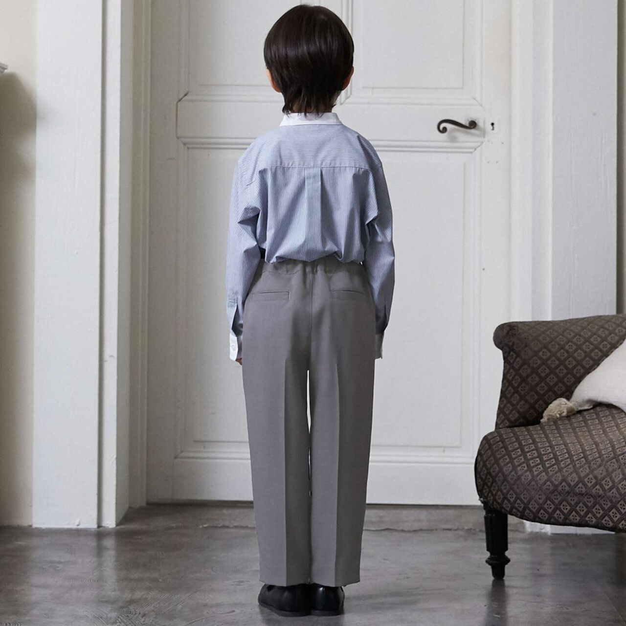 Semi-Formal No-Collar Jacket + Long Pants Set,Greige, large image number 5