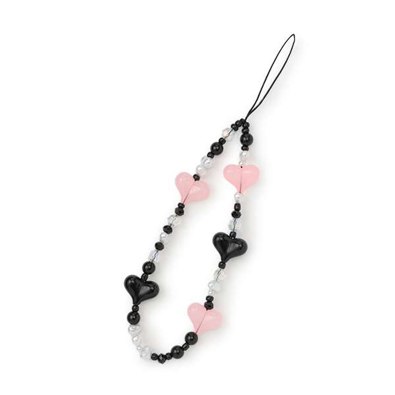 Pearl Bead Heart Charm,Black, large image number 5