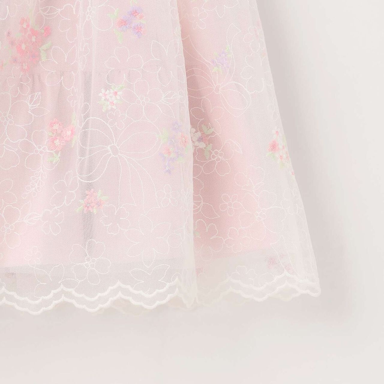 Flower Embroidery Tulle Lace One-Piece Dress,Light pink, large image number 5