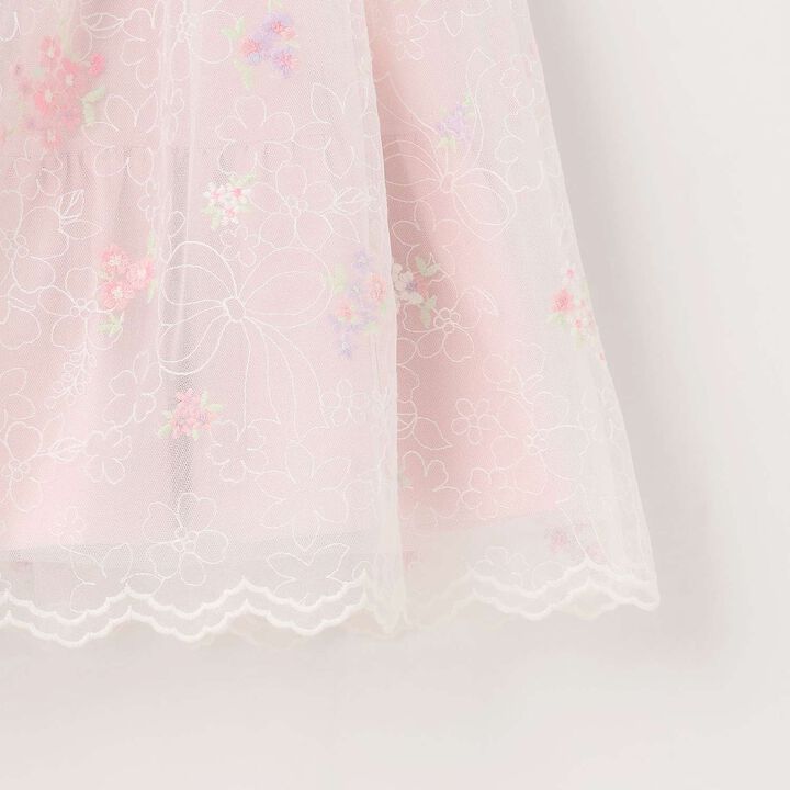 Flower Embroidery Tulle Lace One-Piece Dress,Light pink, medium image number 5