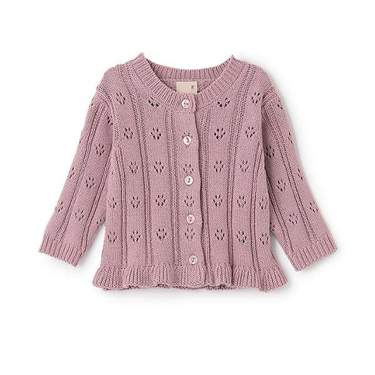 Hem Frill Knit Cardigan,Light pink, large image number 0