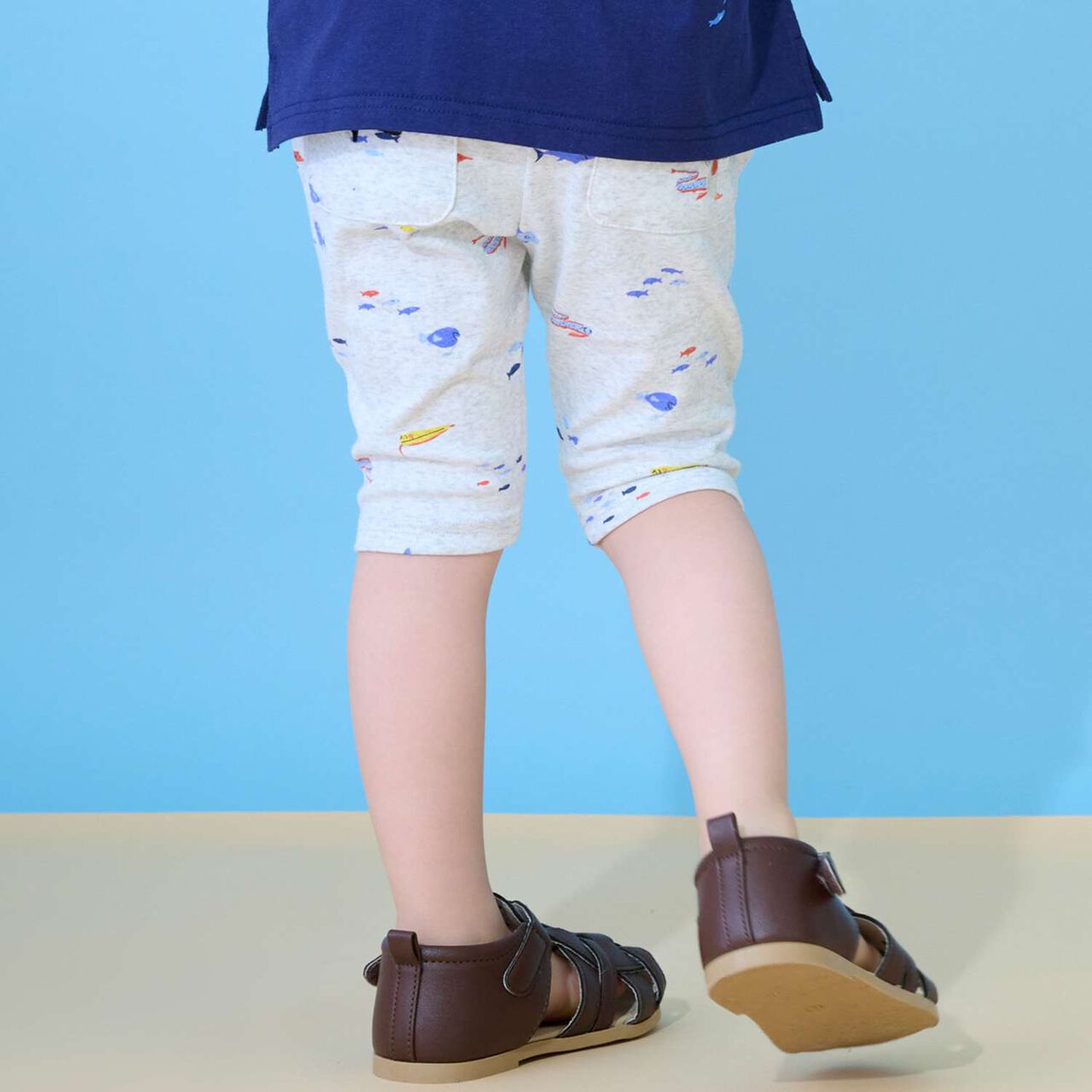[Cool Touch] Marine Life 3/4 Leggings,Light blue, large image number 7