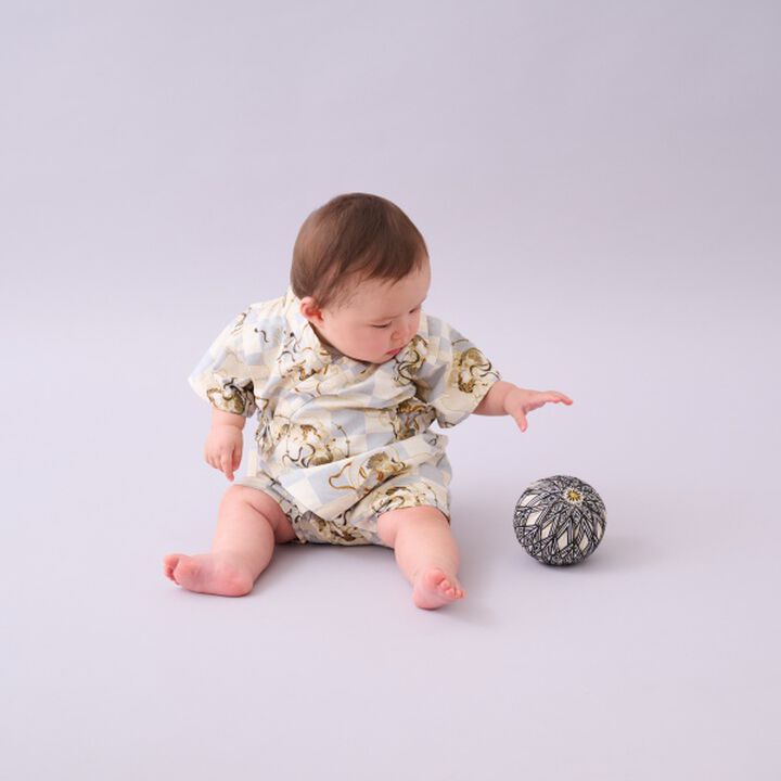 Jinbei All-in-One (Checkered Wind God & Thunder God Pattern),Navy, medium image number 4