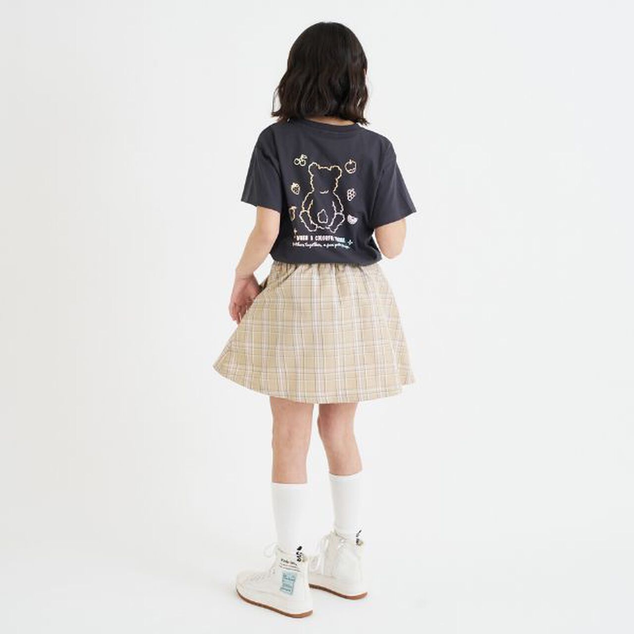 Daily Price Gradient Bear Short-Sleeve Tunic T-Shirt,Charcoal gray, large image number 13