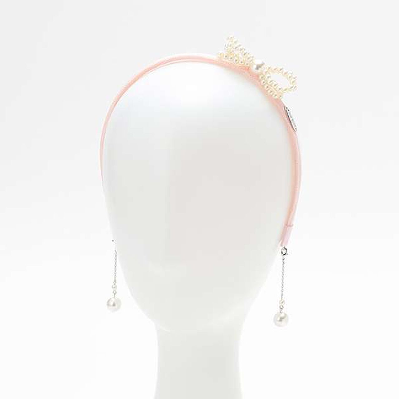 Charm-Embellished Pearl Ribbon Headband,Black, large image number 4