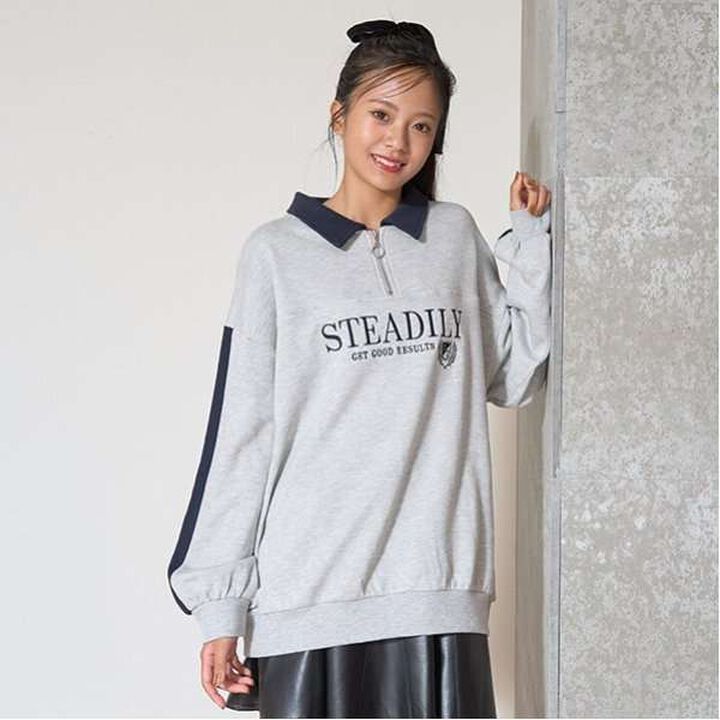 LTXC - Quick-Dry Half-Zip Loose Trainer,Top gray, medium image number 0