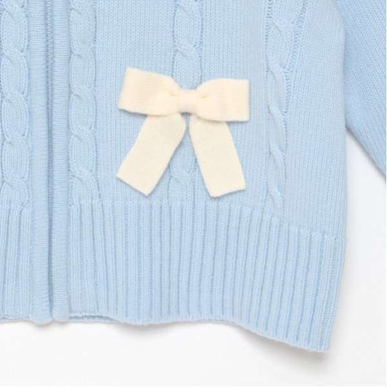 W Zip Ribbon Cardigan,Sax blue, large image number 11