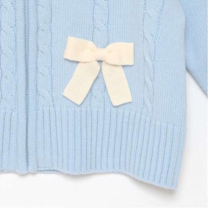 W Zip Ribbon Cardigan,Sax blue, medium image number 11