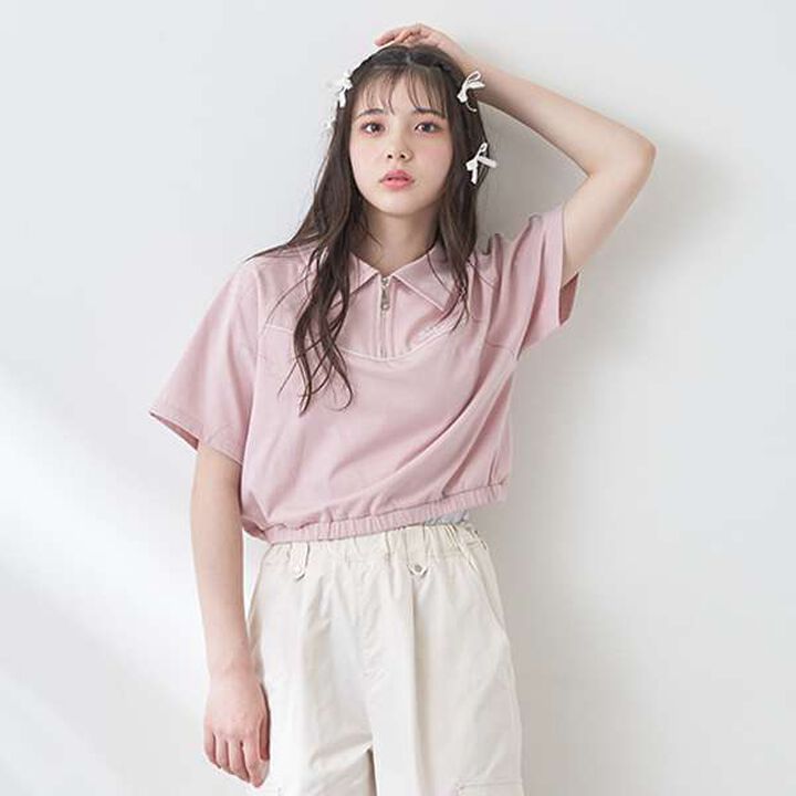 Lame Piping Half-Zip T-Shirt,Navy, medium image number 6