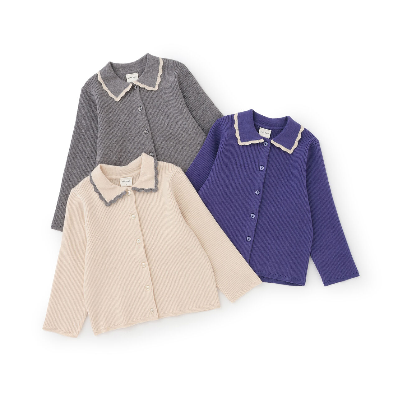 Link Collar Knit Cardigan,Top gray, large image number 12