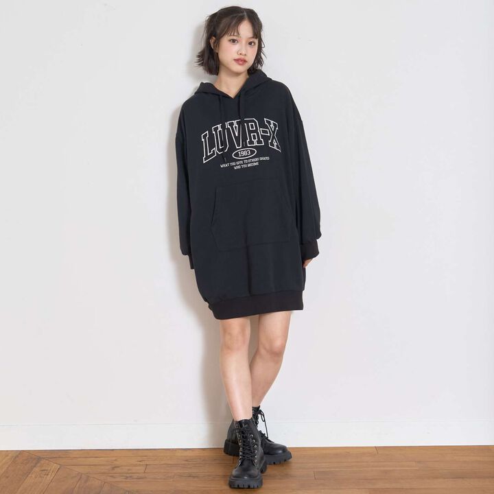 Loose Parka One-Piece Dress,Black, medium image number 17