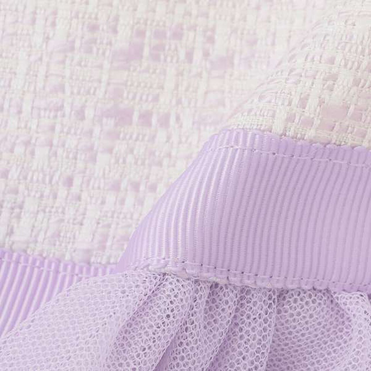 Tweed & Tulle Lace Embroidered Docking Dress,Lavender, large image number 2