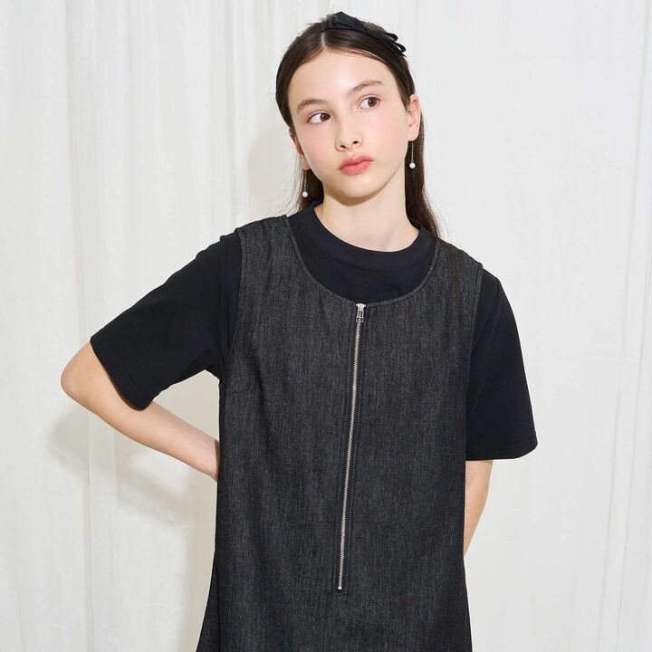 [AMI] Cool Touch Denim Balloon Jumper Skirt Inner Set,Black, medium image number 16