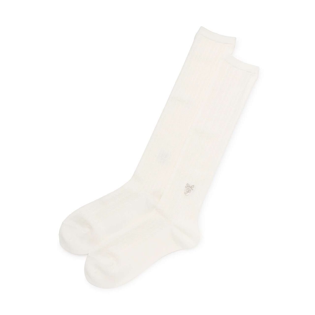 Ribbon Embroidery Knee-High Socks,Off white, large image number 0
