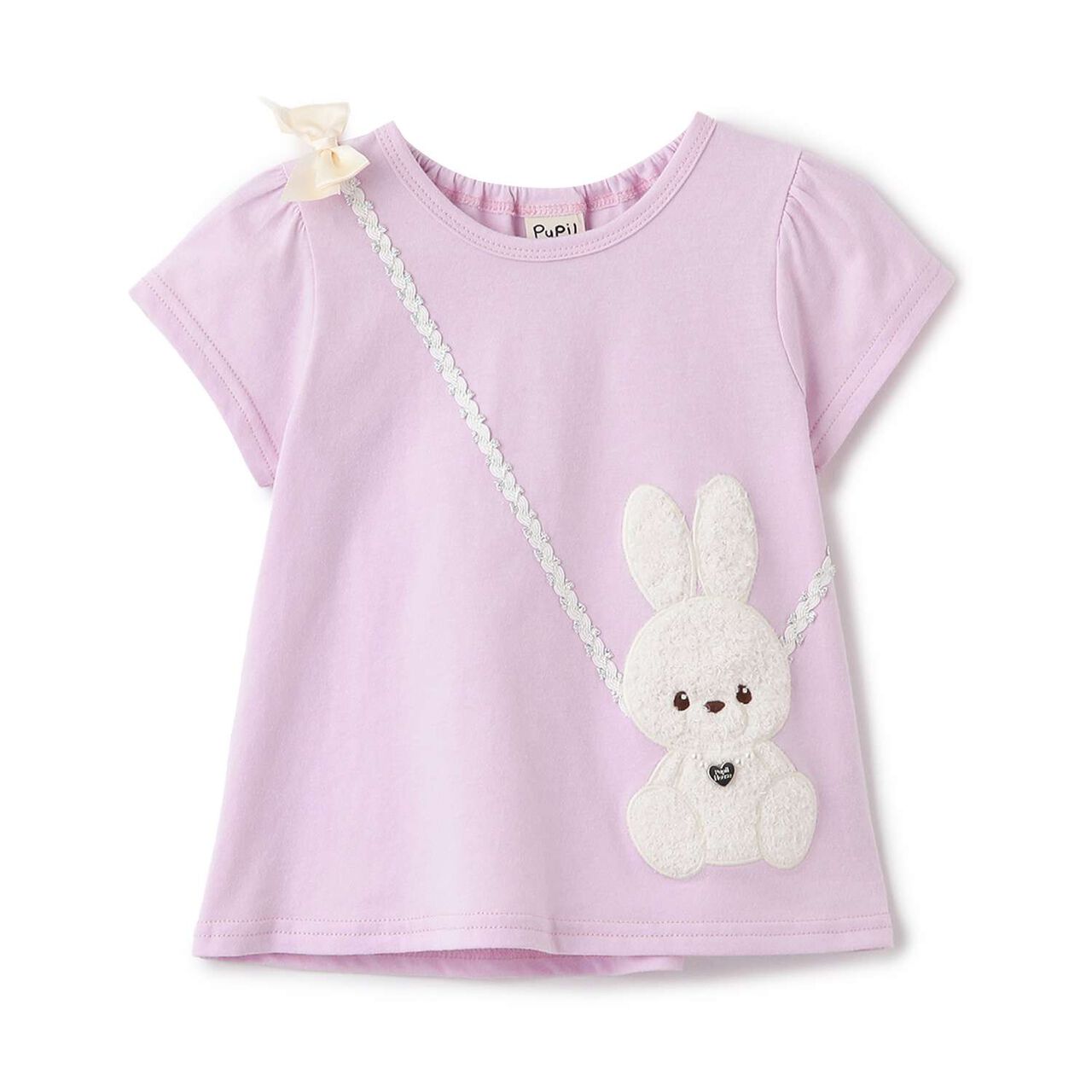 Rabbit Motif Small Shoulder Bag T-Shirt,Black, large image number 8