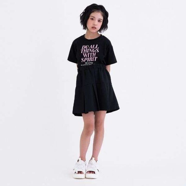[3way Cool Touch] Logo Short-Sleeve T-Shirt & Pleated Skirt Outfit Set,Smoke white, medium image number 8
