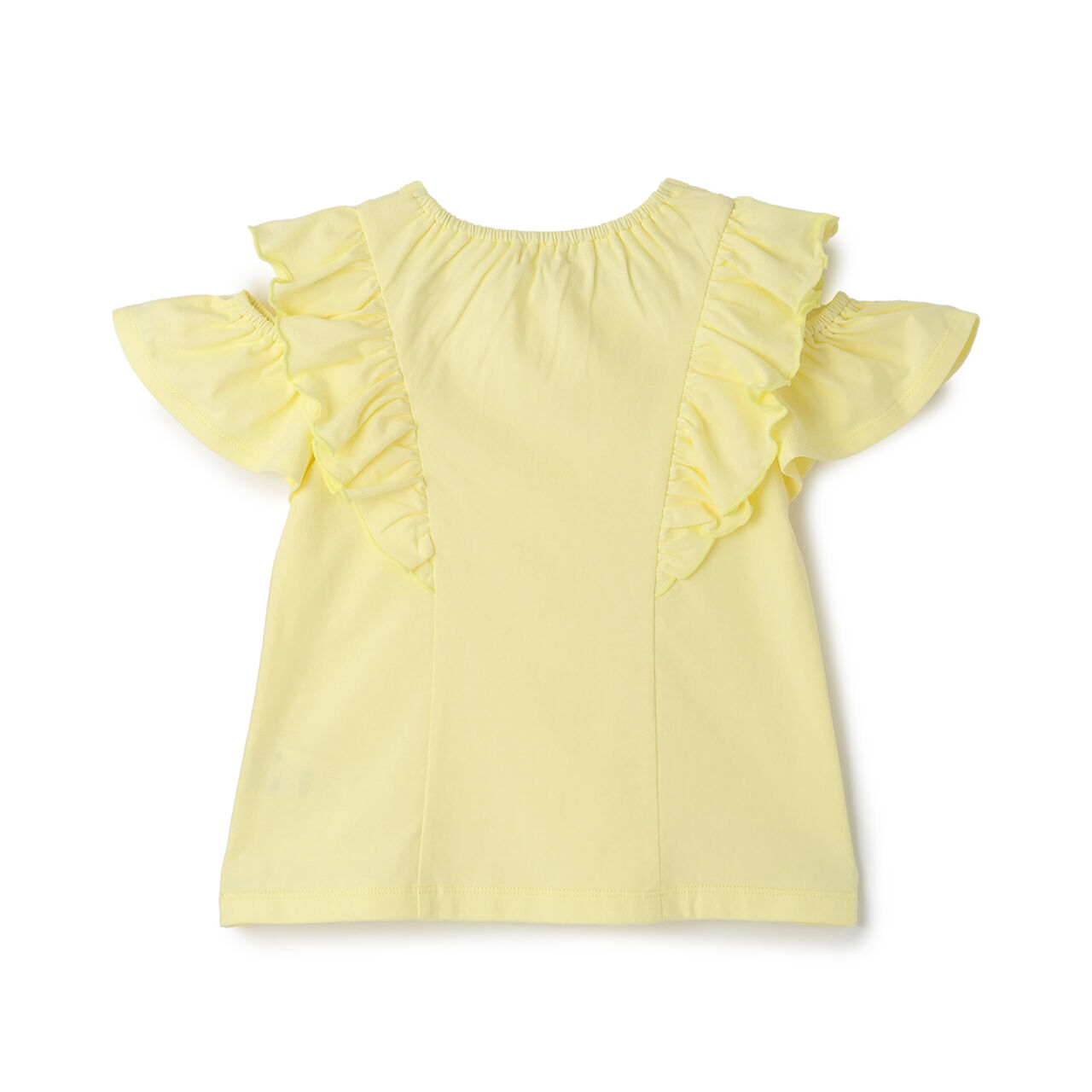 Off-Shoulder Frill T-Shirt [Cool Touch],Lemon yellow, large image number 1