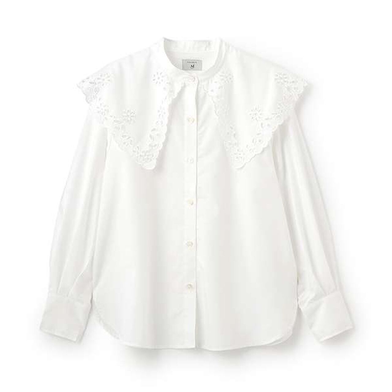 [AMI] Cutwork Stitch Big Collar Blouse,Off white, large image number 0