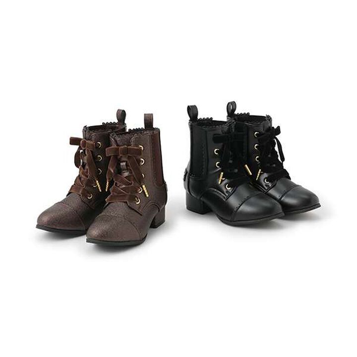 Lace-Up Ribbon Side Gore Boots,Dark brown, medium image number 2