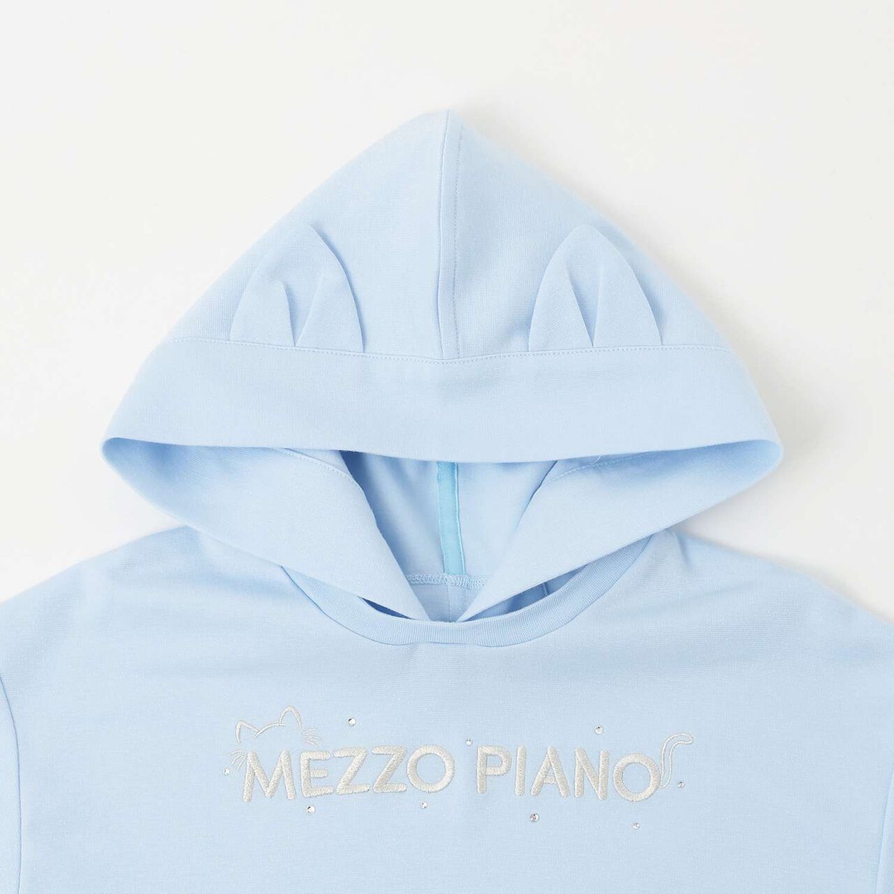 Short-Sleeve Parka One-Piece Dress with Animal Ears Charm,Turquoise, large image number 2