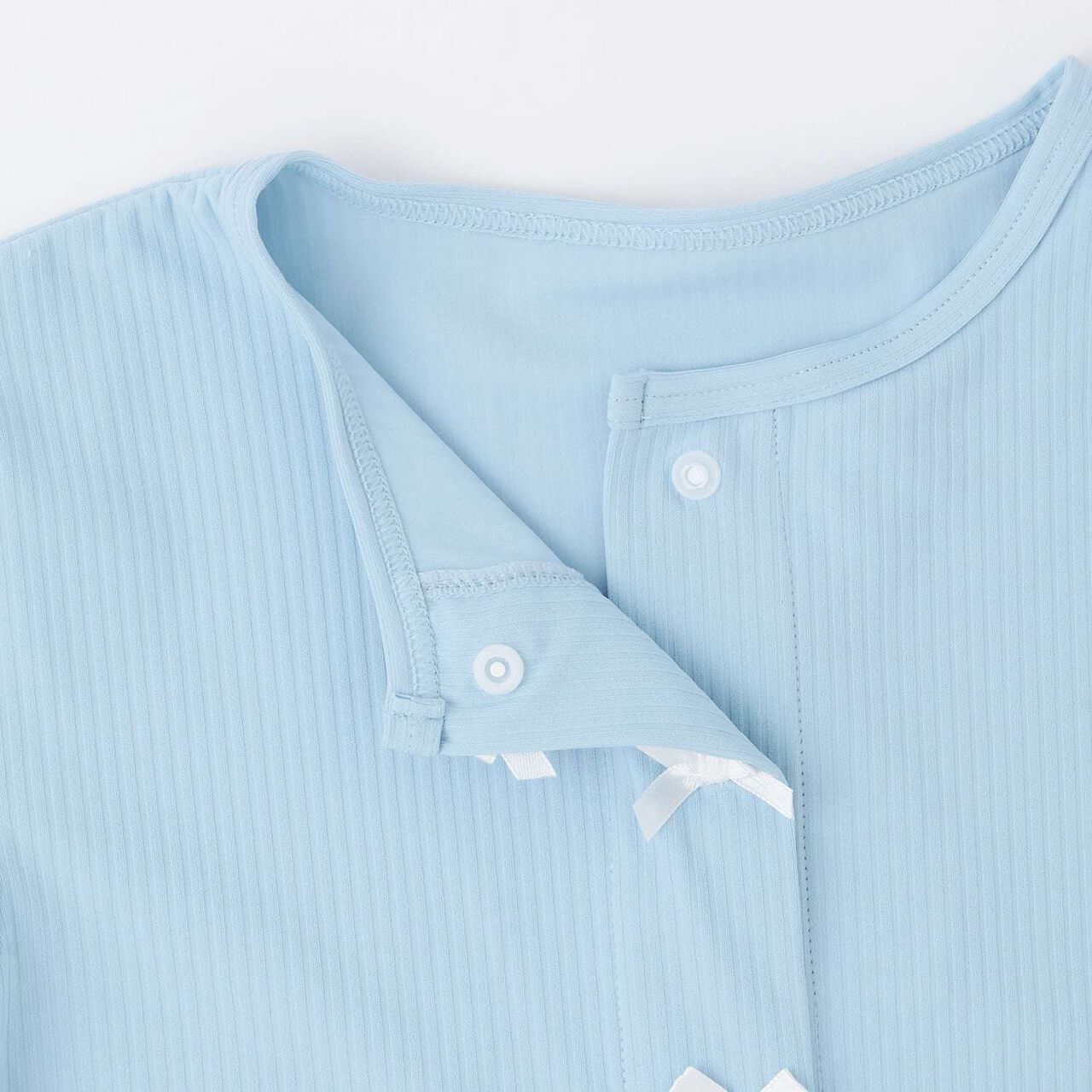 [SWIM] [UV Protection] Rash Guard Cardigan with Ribbon,Sax blue, large image number 6