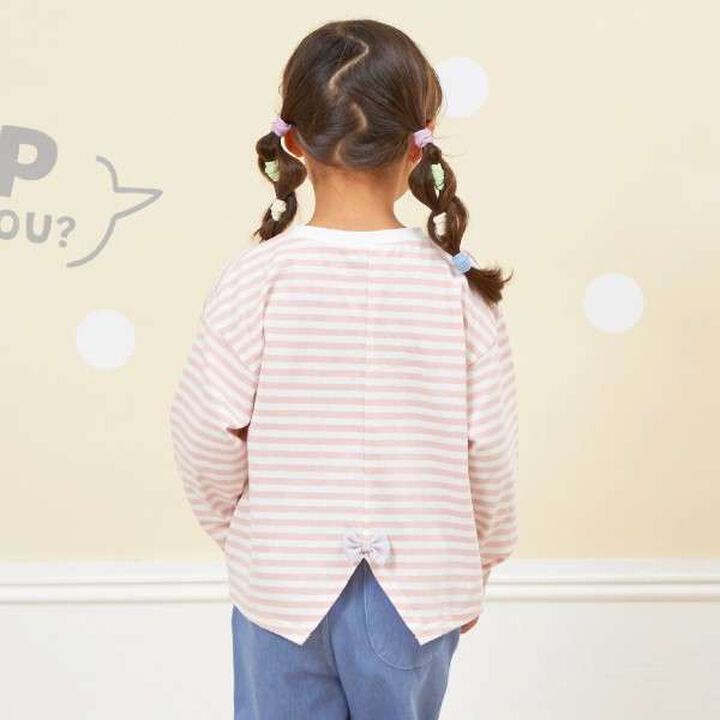 KP Coucou Long-Sleeve Stripe Pattern T-Shirt with Single-Point Embroidery [80-140],Beige, medium image number 14