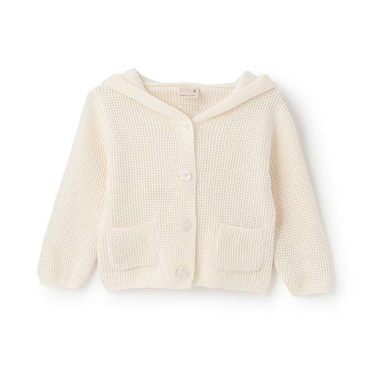 Ear-Detail Cardigan,Pearl white, large image number 0